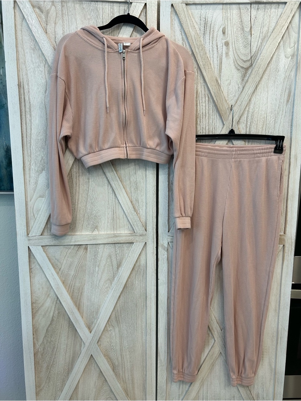 H&M Blush Pink Cropped Zip Hoodie & Joggers Set